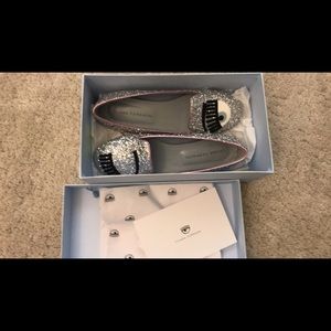 Chiara Ferragni Eye Glitter Flats 37 Silver